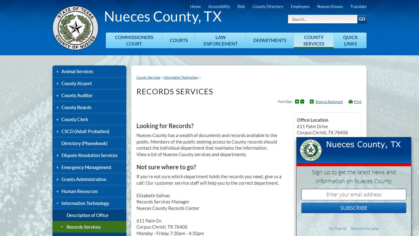 Records Services | Nueces County, TX