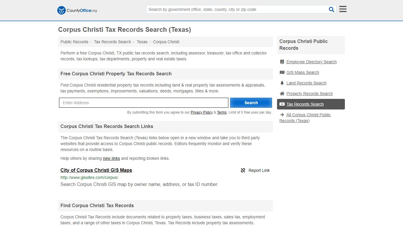 Corpus Christi Tax Records Search (Texas) - County Office